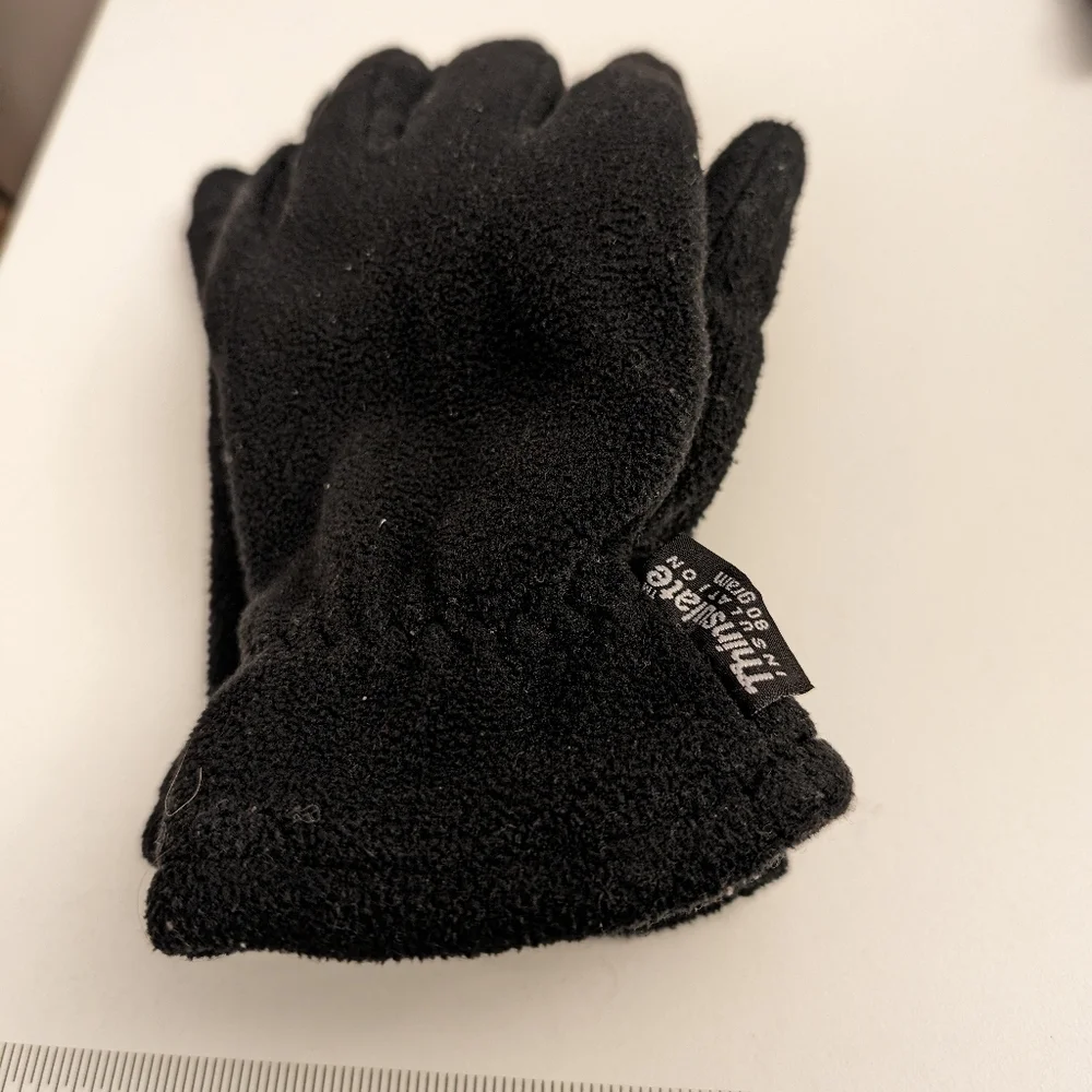Black fleece Thinsulate fleece gloves Size M, Fuzzy, warm